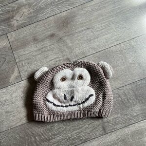 GAP Brown and White Monkey Knit Hat